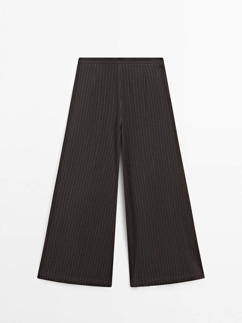 Massimo Dutti Брюки с широкими штанинами и тройными защипами, черный