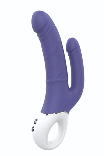 Синий анально-вагинальный вибратор Double Pleasure - 23,5 см. (Цвет: синий)