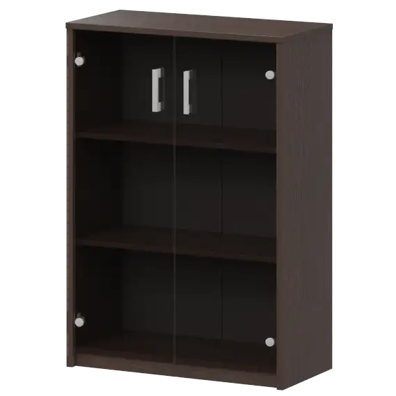 Стеллаж средний с тонированным стеклом А-304/А-стл304тон Дуб венге 770x365x1220 Арго