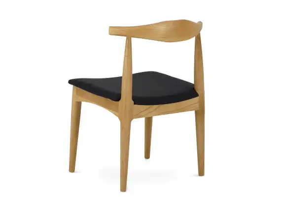 Стул Elbow, светлый массив вяза, черная экокожа
