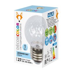 LED-D45-1W-6000K-E27-CL-С PINEAPPLE Лампа декоративная светодиодная. Форма Ананас. прозрачная. Дневной свет 6000K. Картон. ТМ Volpe