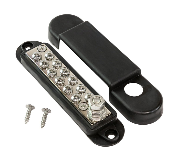 Колодка распределительная электромонтажная, 12 контактов, черная