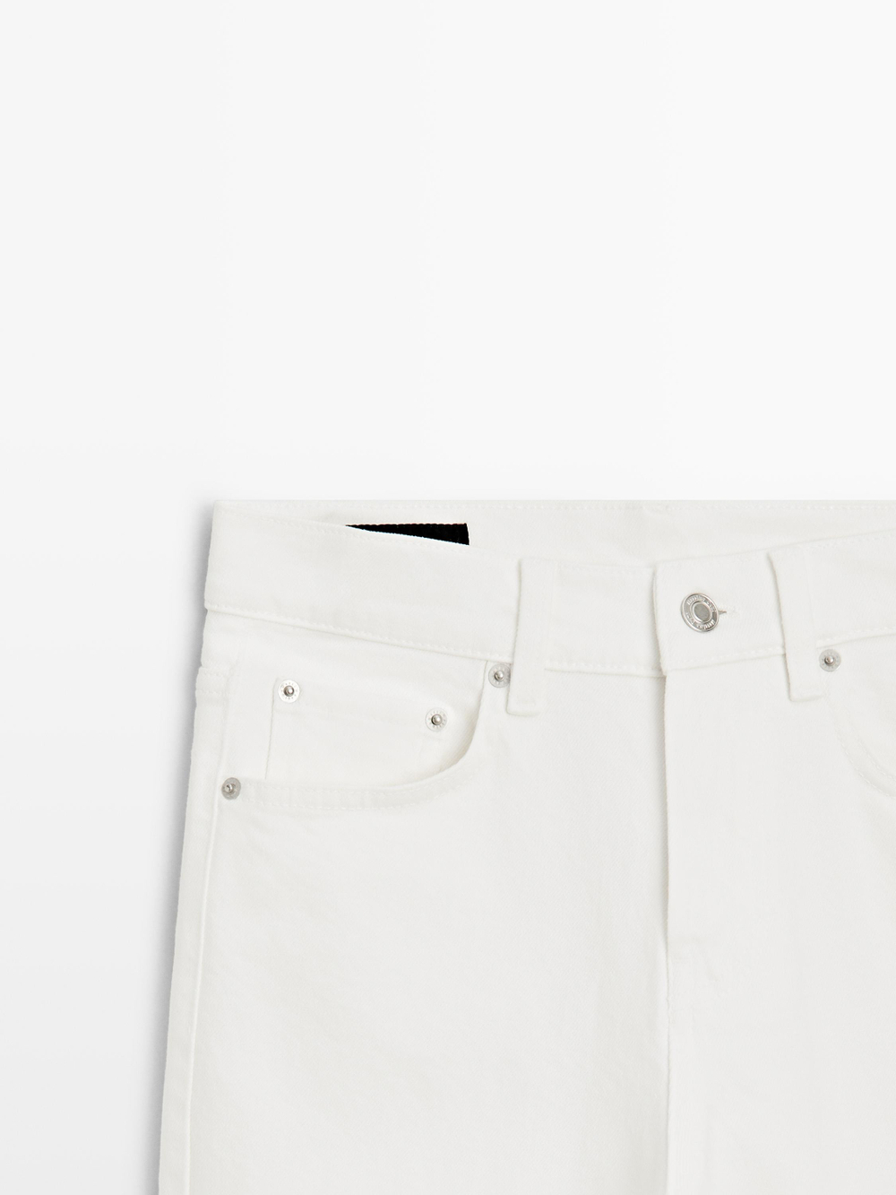 Massimo Dutti Джинсы средней посадки, укороченные, облегающего кроя, белый