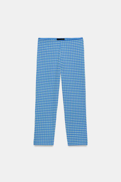 ZARA БРЮКИ КАПРИ В КЛЕТКУ ВИШИ, СИНИЙ/БЕЛЫЙ