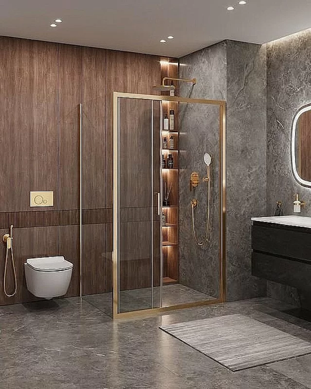Душевой уголок Cezares Molveno 90x120 AHF-31-120/90-C-BORO-IV стекло прозрачное/профиль золото брашированное