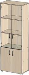 Стеллаж закрытый 4 двери ЛДСП + стекло