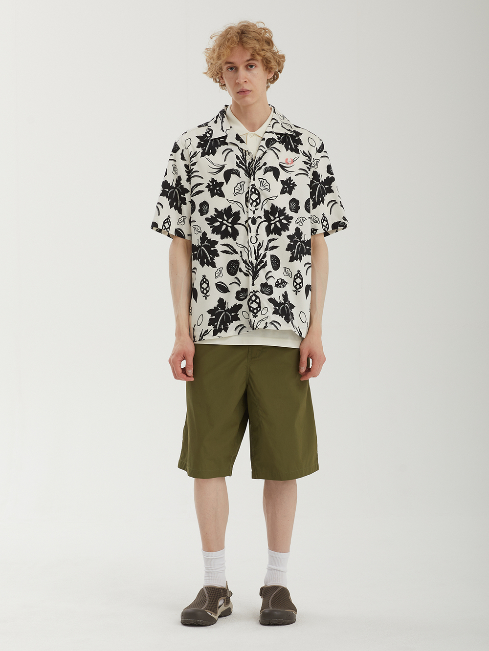 Мужская Рубашка Botanical Print Revere Collar