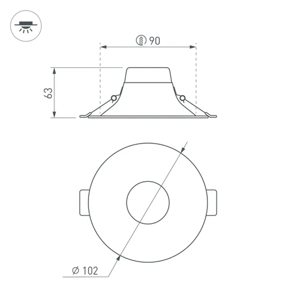 Светильник MS-BLIZZARD-BUILT-R102-8W Day4000 (WH, 100 deg, 230V) (Arlight, IP20 Металл, 3 года) 035588
