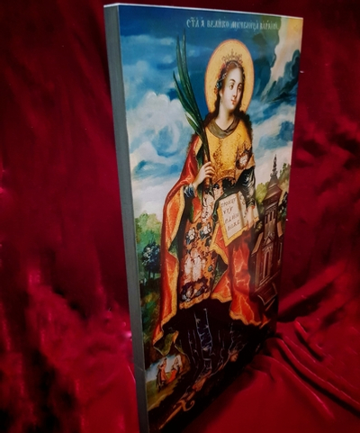 Варвара Илиопольская святая великомученица деревянная икона на левкасе