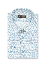 Рубашка с бело-голубым принтом "Кувыркающиеся хвосты"