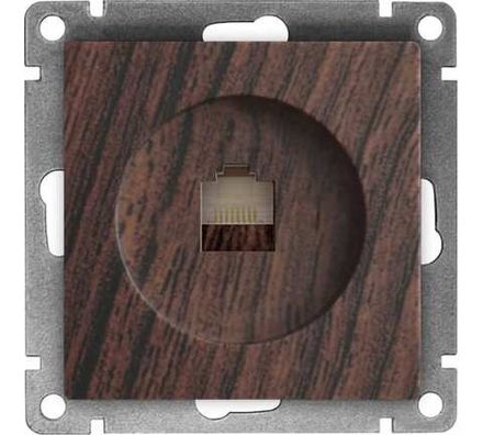 Розетка компьютерная одноместная "UNIVersal" серия "Афина" с/у, 1А, RJ45, венге (еврослот) (HU2333)