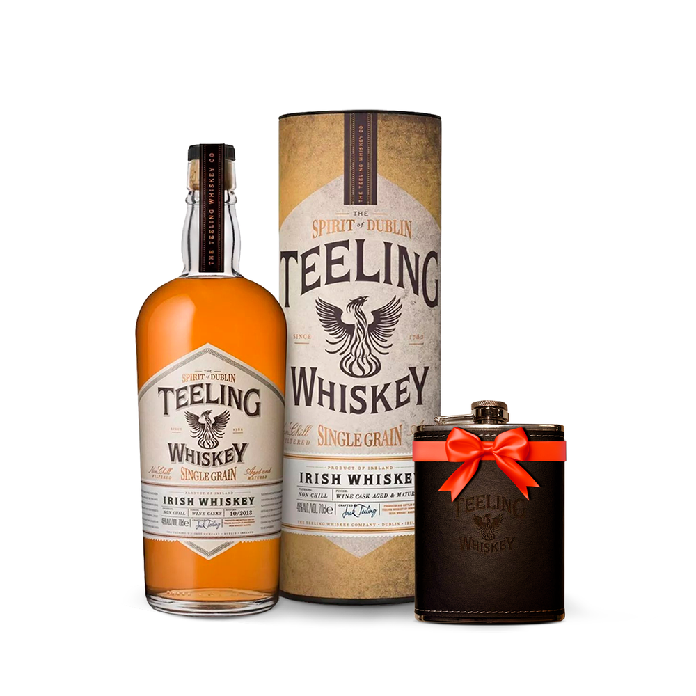 Teeling, Single Grain в тубусе 0,7 л. + Фляжка