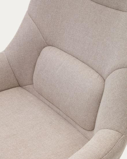 Celida Вращающееся кресло из бежевой синели и стали с черной отделкой Испания 