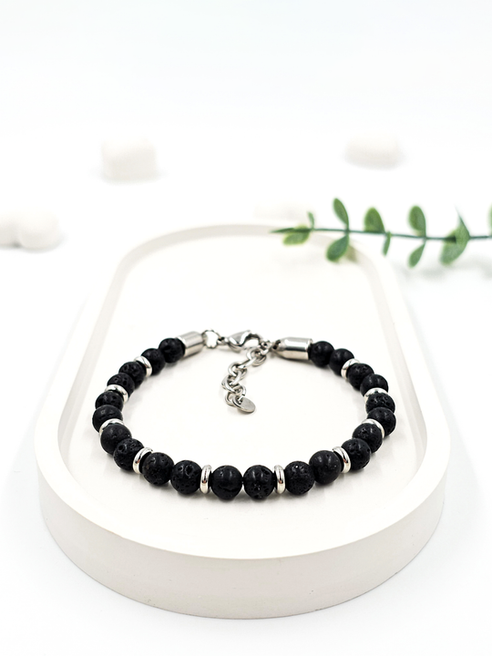 Браслет из нержавеющей стали и лавы