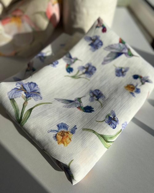 Ткань для скатерти "Колибри" (линенс)