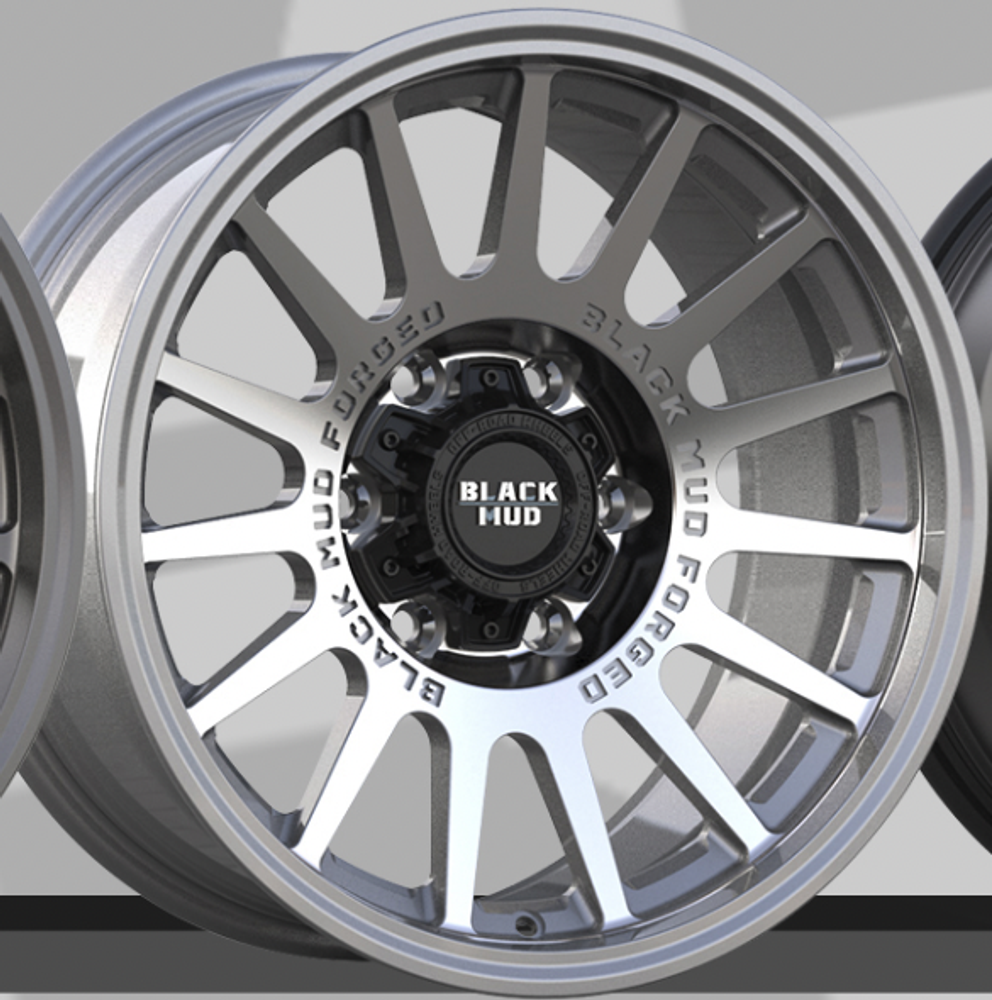 Диск колесный, кованый RT601 R17 8,0 ЕТ0 Black Mud Wheels Silver Machined Face