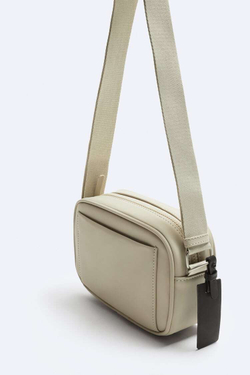 ZARA ПРОРЕЗИНЕННАЯ СУМКА С РЕМНЕМ ЧЕРЕЗ ПЛЕЧО, БЕЖЕВЫЙ