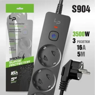 Сетевой фильтр-удлинитель Live-Power LP5105 3 розетки, С/З 16А с выключателем, 5м, черный