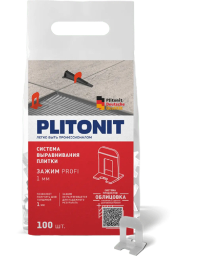 PLITONIT зажим SVP-PROFI, 0,7 мм., 100 шт в пакете, 24 пакета в коробке.