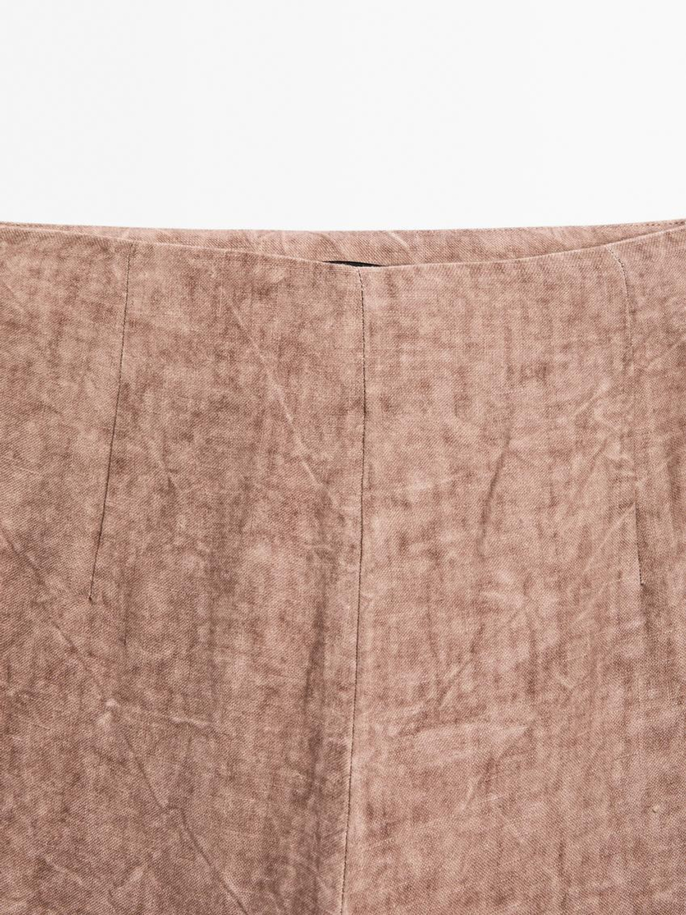 Massimo Dutti Струящиеся брюки из 100% льна, цвет глины