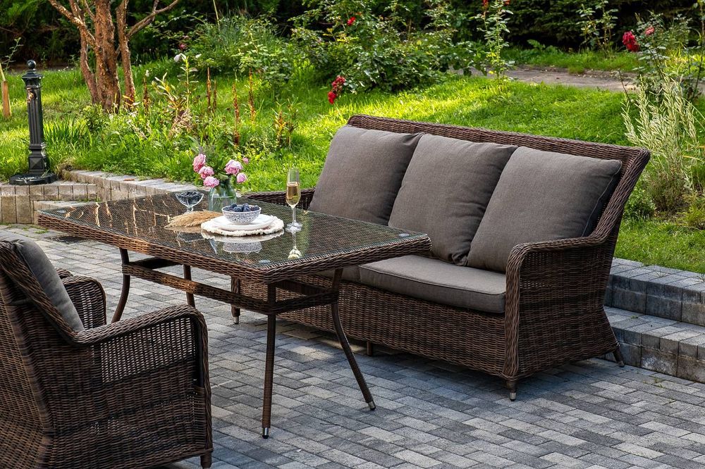 "Гляссе" обеденная группа из искусственного ротанга, цвет коричневый