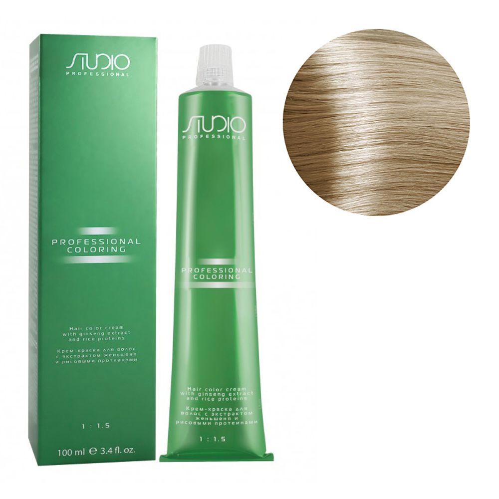 Kapous Studio Professional Крем-краска для волос Studio, с рисовыми протеинами и экстрактом женьшеня, тон №10.31, Бежевый платиновый блонд, 100 мл