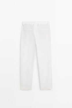 Massimo Dutti Брюки из 100% льна с вытачками, белый