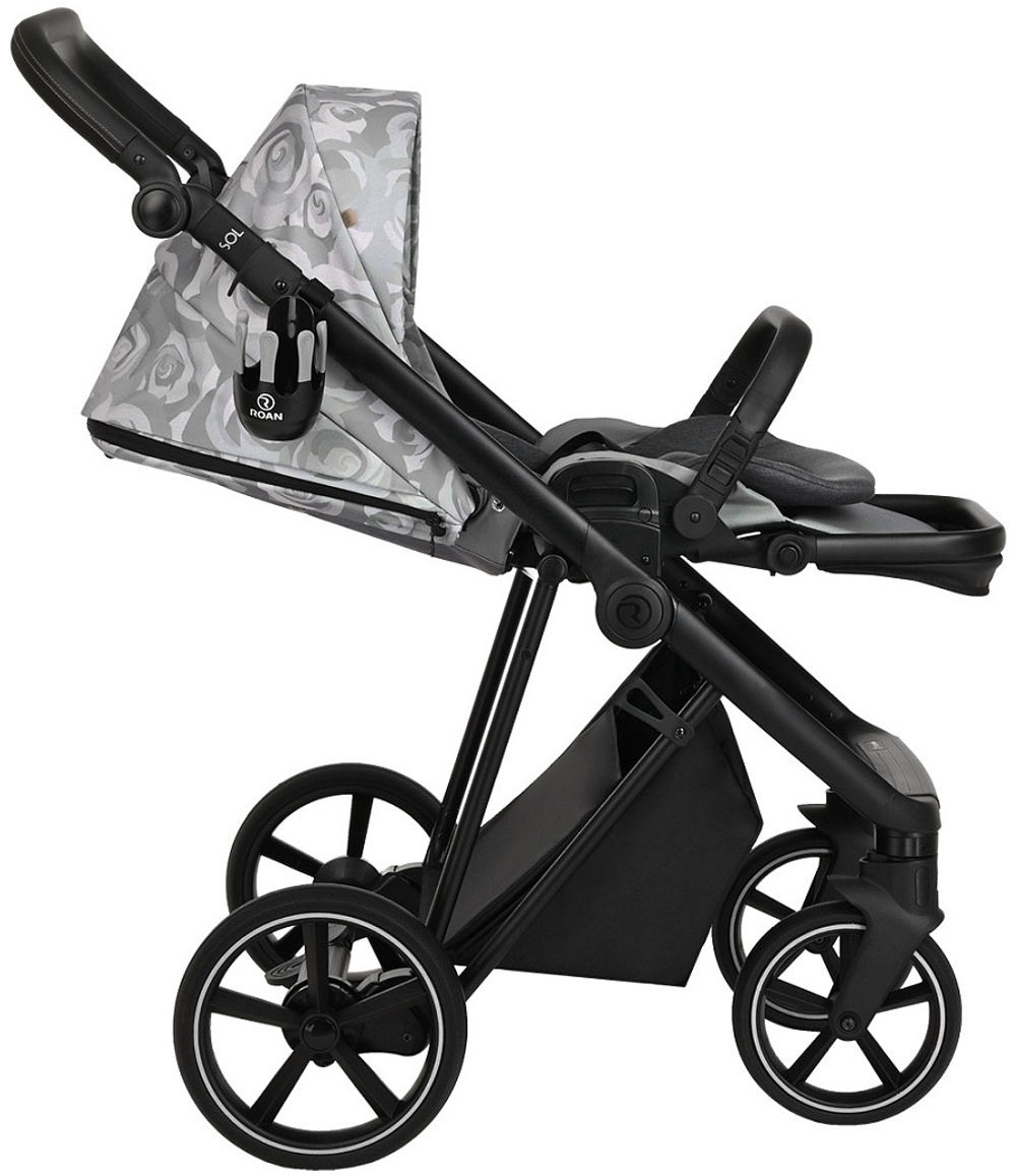 Детская коляска Roan Sol Flowers 3 в 1 с автокреслом Pituso Baesa Pro Black RSF/5002 Gray/Black