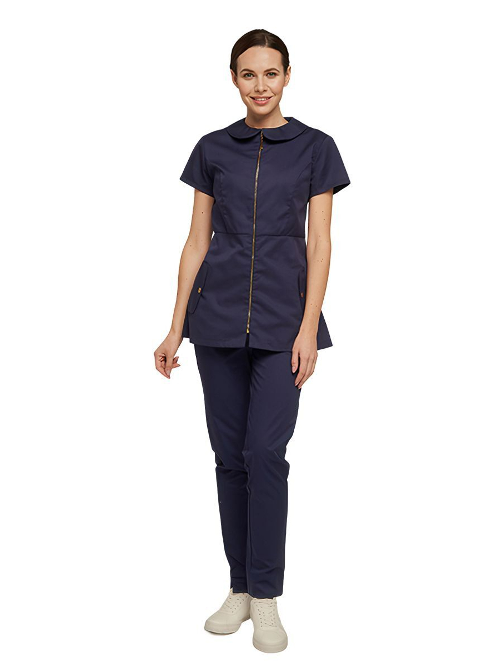 Туника медицинская женская Dr. Nice DRN150 на молнии, с воротником, синий, 46