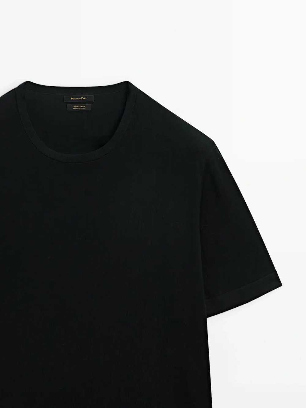 Massimo Dutti Футболка из 100% хлопка, черный