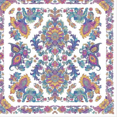 Белый платок по индийским мотивам пейсли