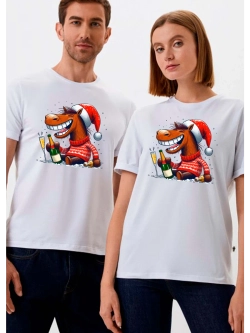 Футболка новогодняя прикольная лошадь