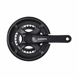 Система Shimano TY501, 175мм, для 2x7/8ск, Кв, 46/30, с защитой от цепи., с болтами креп,  цвет черн