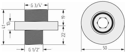 Отражатель Сунержа TUBE d 50 с эксцентриком (G 1/2" НР х G 3/4" НР)