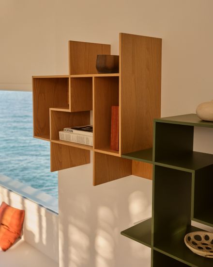 Модульный стеллаж Ina из шпона дуба с натуральной отделкой 80 x 80 см