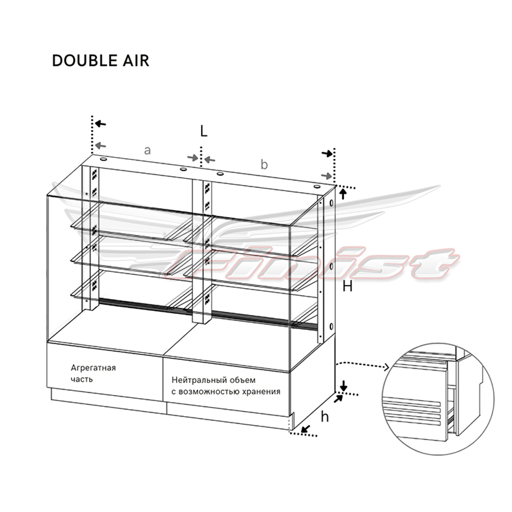 Напольная кондитерская холодильная витрина Finist AIR DOUBLE