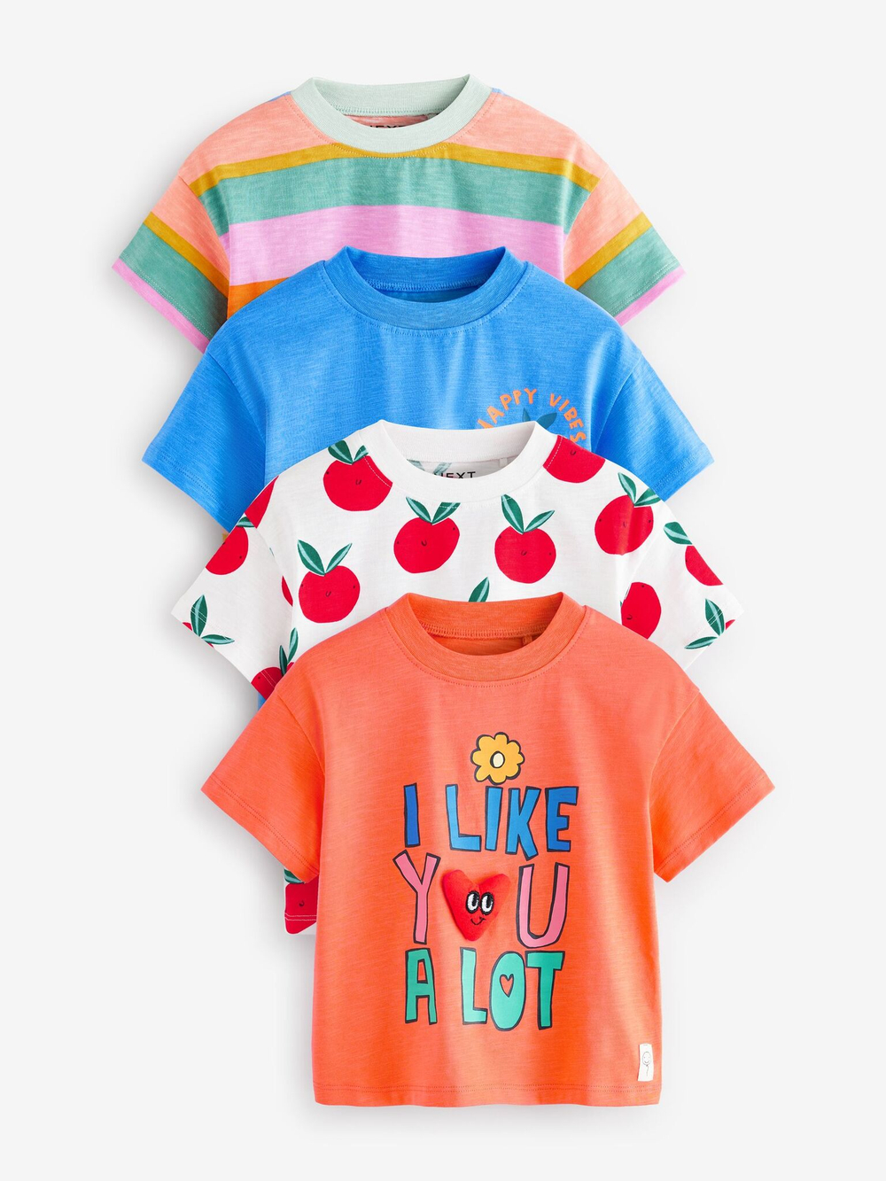 Футболка для девочки Next E65-362, 4 шт., Синий, Белый, Оранжевый
