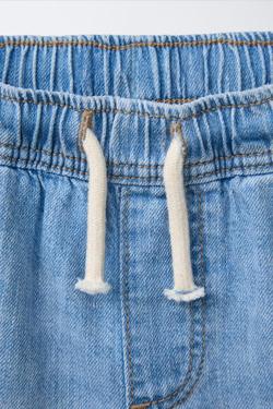 ZARA ДЖИНСОВЫЕ ШОРТЫ СВОБОДНОГО КРОЯ, ГОЛУБОЙ