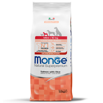 Сухой корм Monge Dog Speciality Line Monoprotein для щенков мелких пород из лосося с рисом