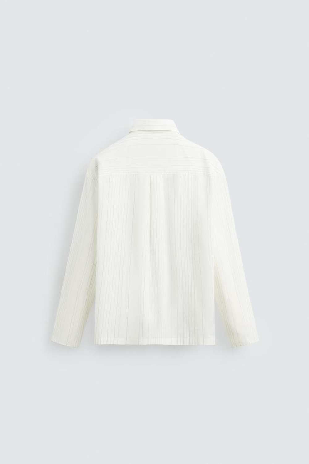 ZARA РУБАШКА ИЗ ТКАНИ В ПОЛОСКУ, БЕЛЫЙ