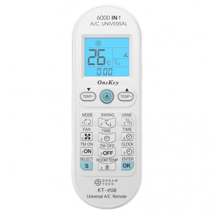 Купить Пульт универсальный для кондиционера KT-E08 ИК-пульт белый недорого со склада в Хабаровске, Якутске, Владивостоке, Южно-Сахалинске, Благовещенске