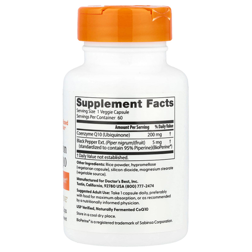 Doctor's Best, легкоусвояемый коэнзим Q10 с BioPerine®, 60 растительных капсул