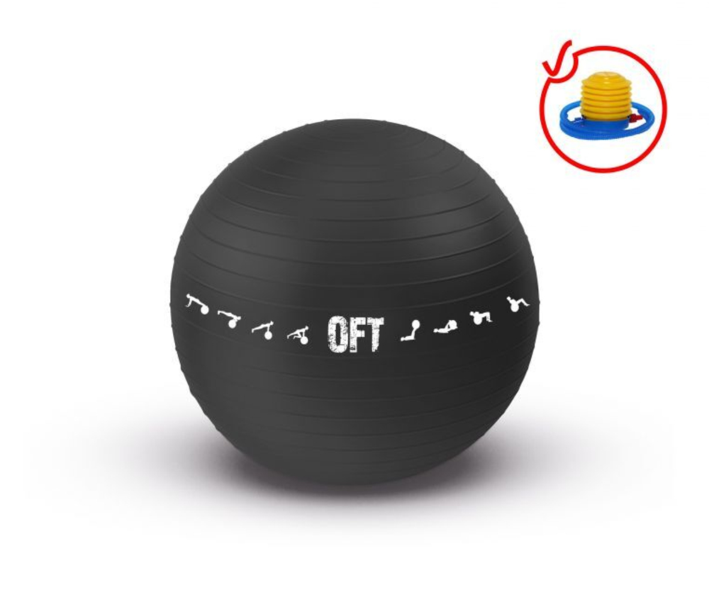Гимнастический мяч 75 см Original FitTools для коммерческого использования черный