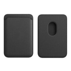 Кожаный чехол для пластиковых карт магнитный (MagSafe) / Картхолдер - кошелек для iPhone 12, 13 серии Leather Wallet (Черный)