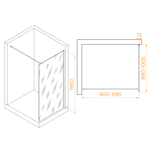 Душевая перегородка RGW WA-110Gb (Прозрачное, 1000)