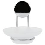 Держатель для мыла (мыльница) LAIMA, круглый, нержавеющая сталь/стекло, крепление к стене, 607435