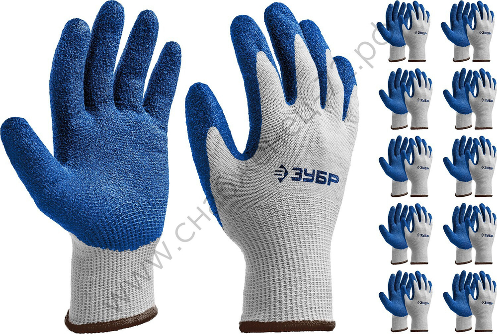 ЗУБР ЗАХВАТ, текстурированное покрытие, 10 пар, размер L-XL, перчатки с нитриловым обливом, Профессионал (11457-K10)