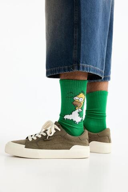 PULL&BEAR Длинные носки Гомер Симпсон, зеленый