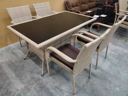 Комплект мебели стол Руардин + 4 кресла Милан из искусственного ротанга Wood