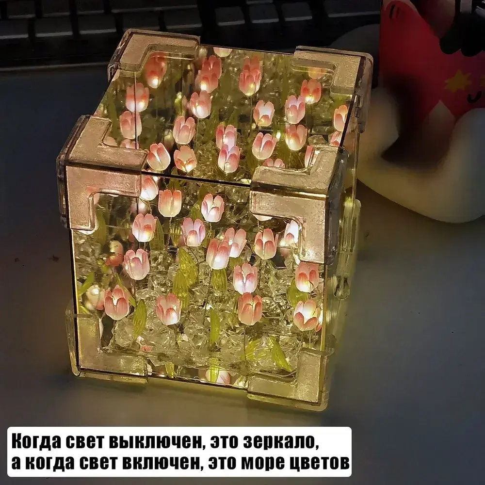 Ночник с тюльпанами / diy / синий